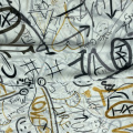 Breathable Graffiti Pattern 100% Polyester Chiffon Fabric